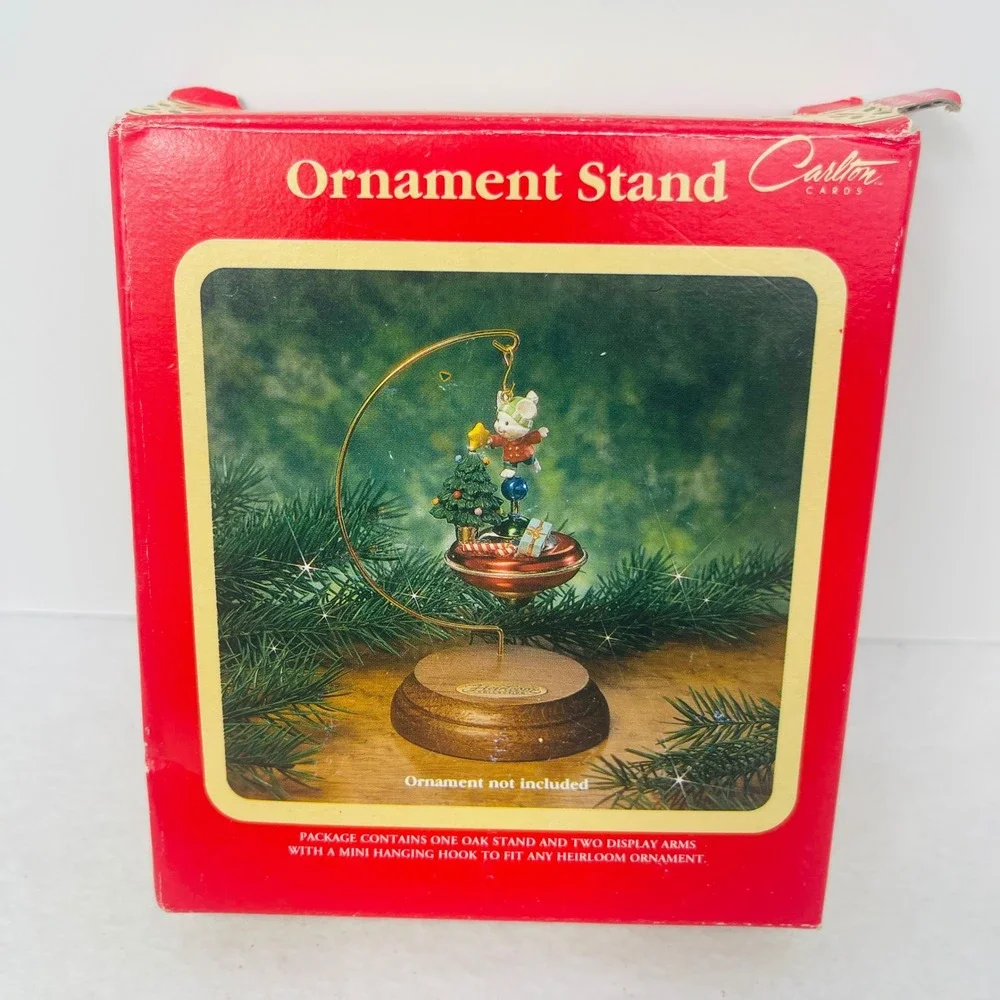 Carlton Cards Heirloom Collection Oak Ornament Stand with 2 Display Arms Vintage